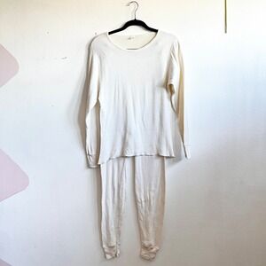 Vintage J.E. MORGAN Thermal Set Waffle Working Johns Base Layer Cotton Large